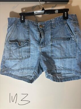 Light Blue Denim Utility Shorts